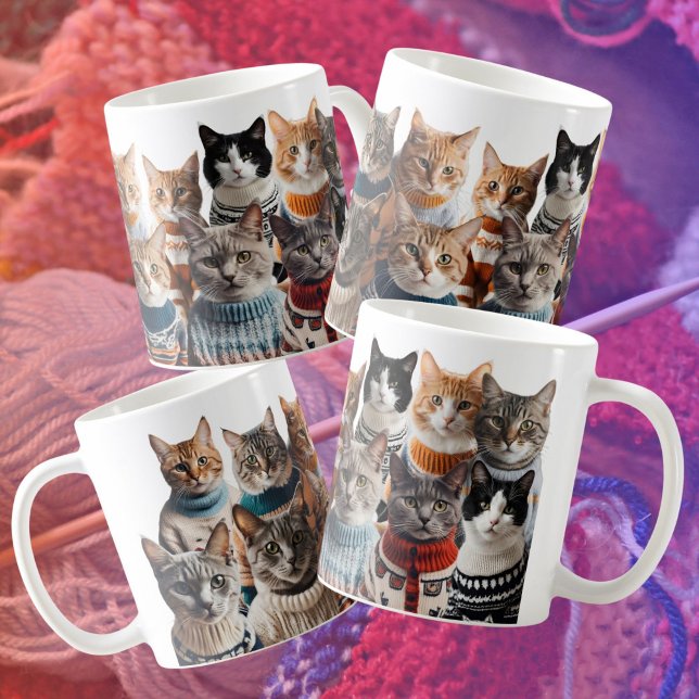 Cats in Jumpers cute cat knitting lover Coffee Mug (Creator Uploaded)