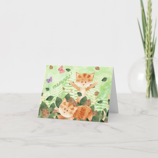 Cats in leaves - cards (Front)