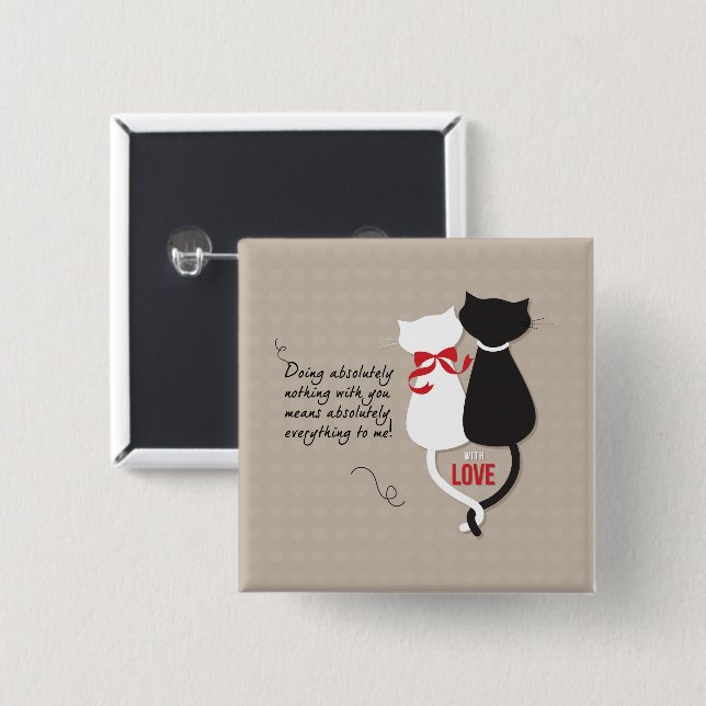 Cats in Love 15 Cm Square Badge (Front & Back)