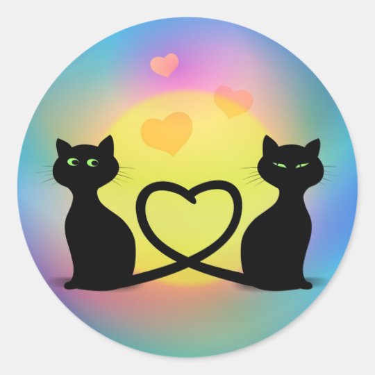 Cats In Love Classic Round Sticker