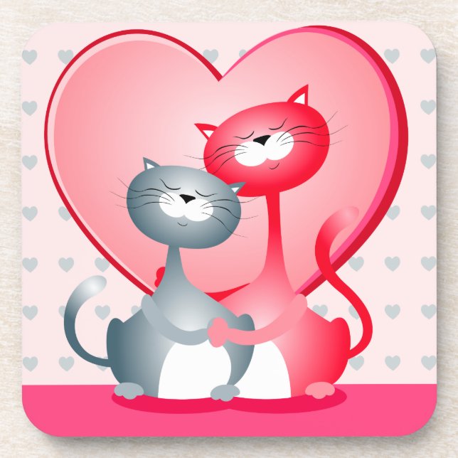 Cats in love, coaster (Front)