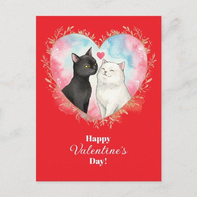 Cats in Love Happy Valentine's Day Postcard (Front)