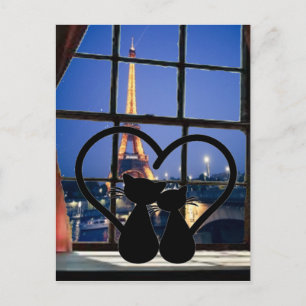 cats in   love in  paris postcard
