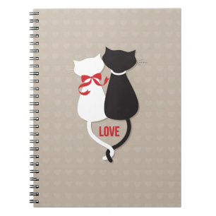 Cats in Love Surrounded by Hearts Notebook