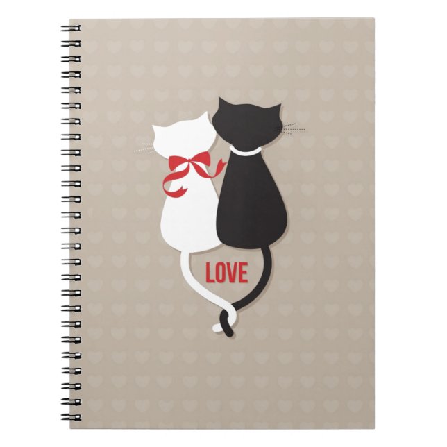 Cats in Love Surrounded by Hearts Notebook (Front)
