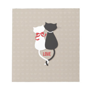 Cats in Love Surrounded by Hearts Notepad
