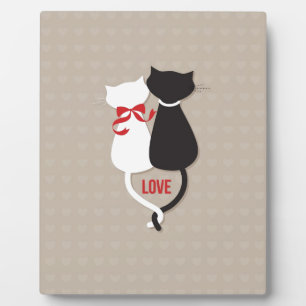 Cats in Love Surrounded by Hearts Plaque