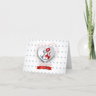 Cats in Love with Heart Holiday Card