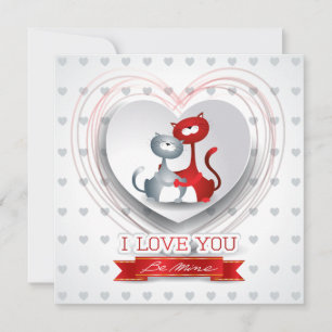 Cats in Love with Heart Invitation