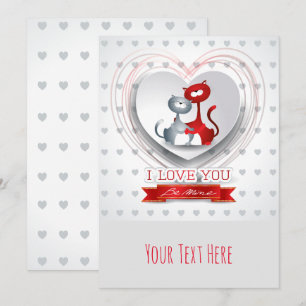 Cats in Love with Heart Invitation