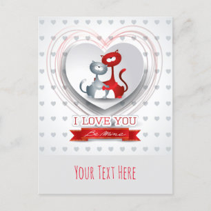 Cats in Love with Heart Postcard