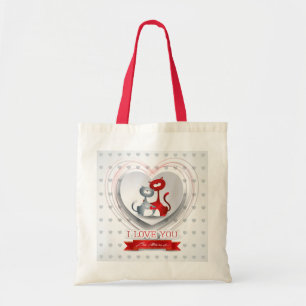 Cats in Love with Heart Tote Bag