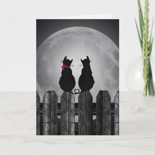 cats in moonlight love card (Front)