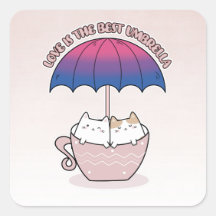 Cats in Mug Under Umbrella in Bisexual Colours