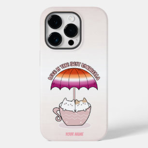 Cats in Mug Under Umbrella in Lesbian Colours Case-Mate iPhone 14 Pro Case