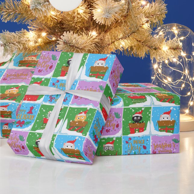 Cats in Presents Holidays Pattern Wrapping Paper (Holidays)