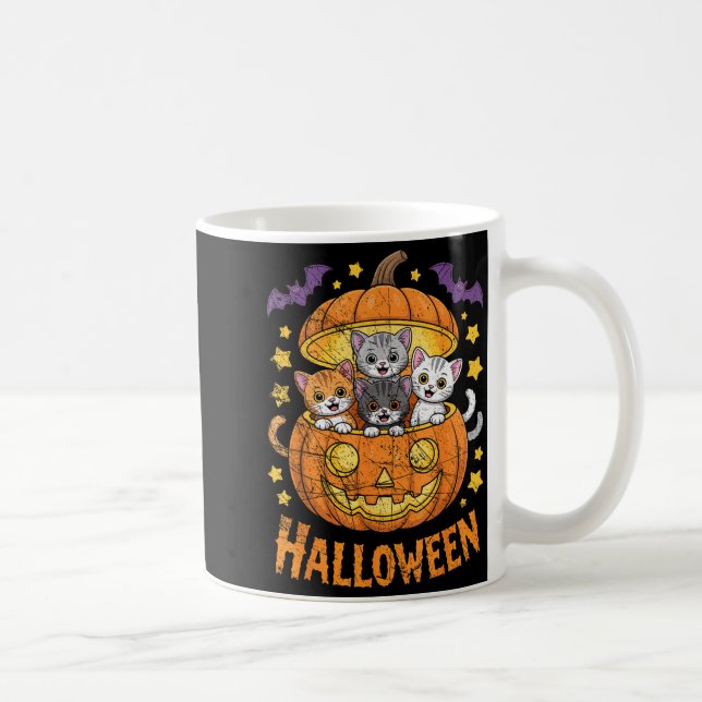Cats In Pumpkin Cute Halloween Kitties Funny  Coffee Mug (Right)