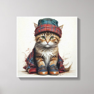 Cats in Scottish Disguise – charming tartan cats Canvas Print