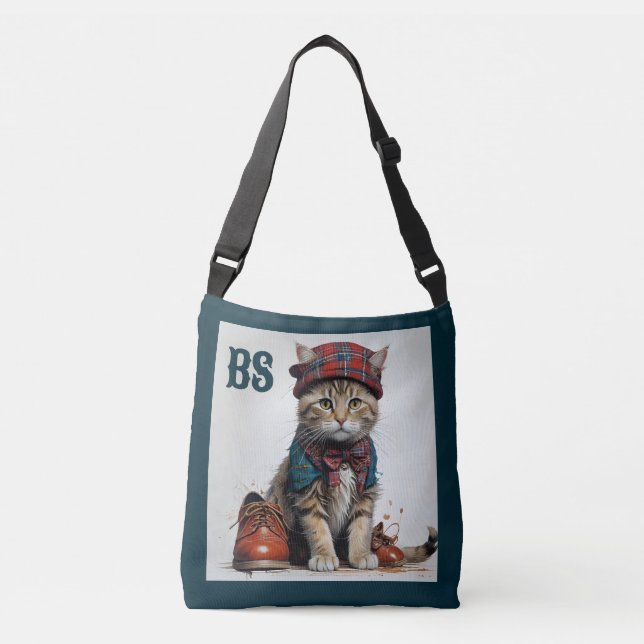 Cats in Scottish Disguise – charming tartan cats Crossbody Bag (Front)
