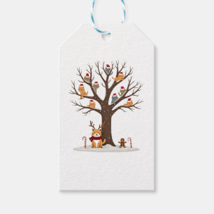 Cats In Snow Tree Winter Christmas Santa Hat X-mas Gift Tags
