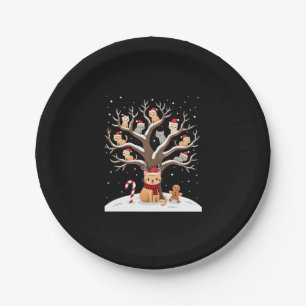 Cats In Snow Tree Winter Christmas Santa Hat X-mas Paper Plate