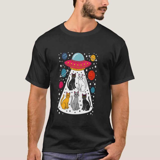 Cats In Space Abduction Cosmic Adventure T-Shirt (Front)