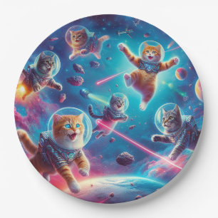 Cats in space paper plates! paper plate