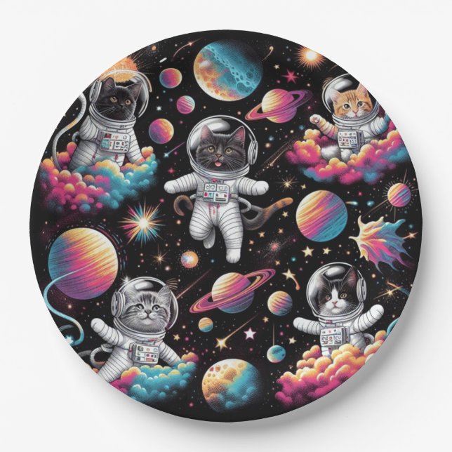Cats in space paper plates! plate (Front)