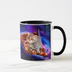 Cats in space pizza mug