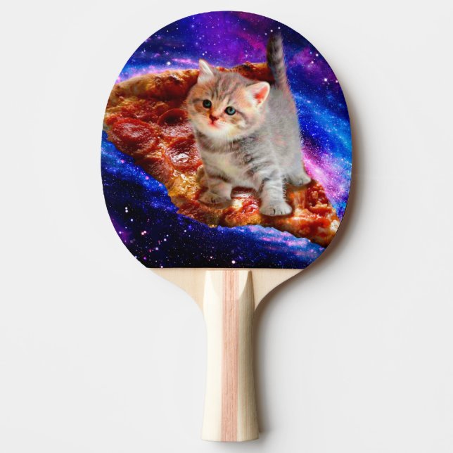 Cats in space pizza ping pong paddle (Front)