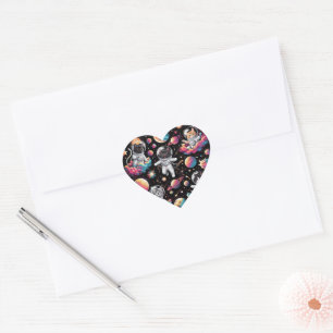 Cats in space stickers! heart sticker