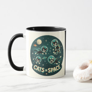 Cats in space UFO funny humor kitty Mug