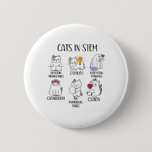 Cats In Stem Funny Science Meme Scientist Nerd Cat 6 Cm Round Badge