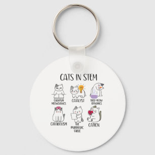 Cats In Stem Funny Science Meme Scientist Nerd Cat Key Ring