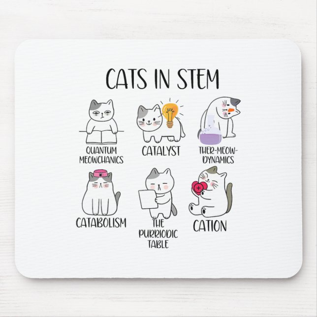 Cats In Stem Funny Science Meme Scientist Nerd Cat Mouse Mat (Front)