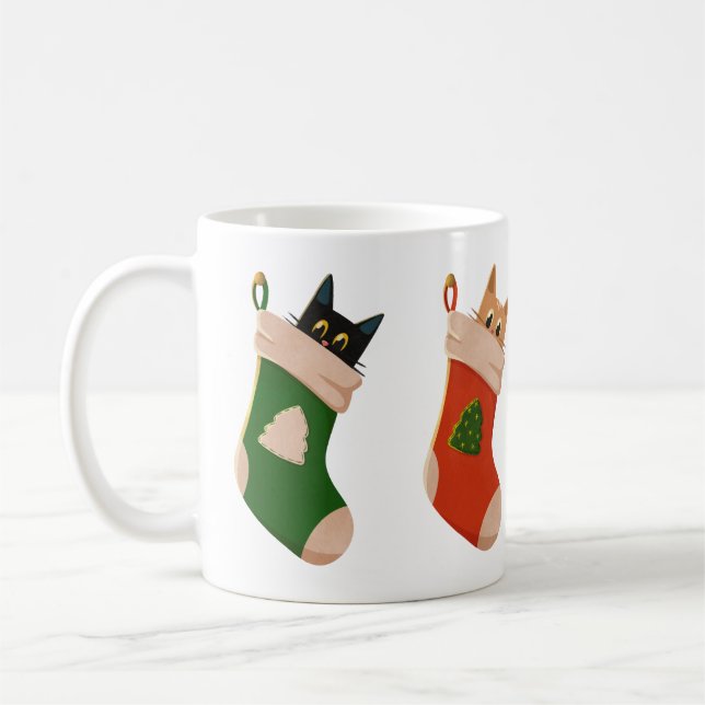 Cats in stockings coffee mug (Left)