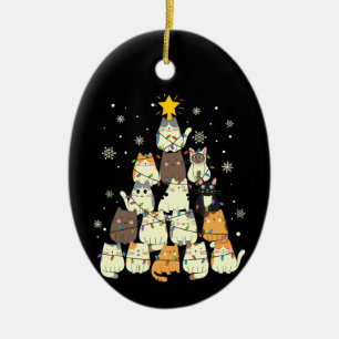 Cats in the Christmas Tree Ceramic Tree Decoration