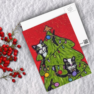 Cats in the Christmas Tree Postcard