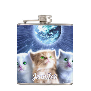 Cats in the cloud hip flask