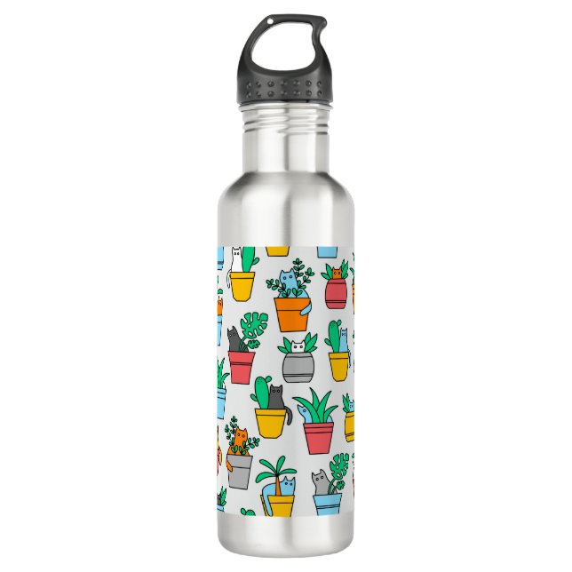 Cats in the flowerpots 710 ml water bottle (Front)