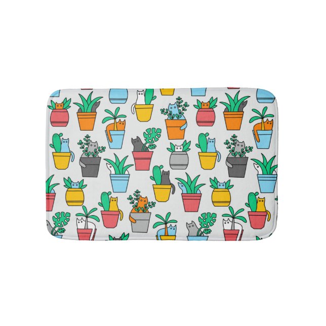 Cats in the flowerpots bath mat (Front)