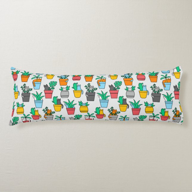 Cats in the flowerpots body cushion (Front)