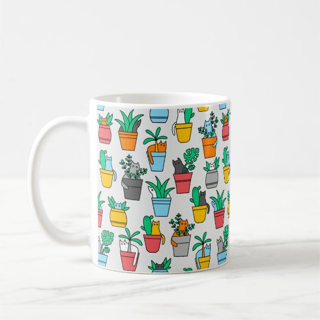 Cats in the flowerpots coffee mug (Left)