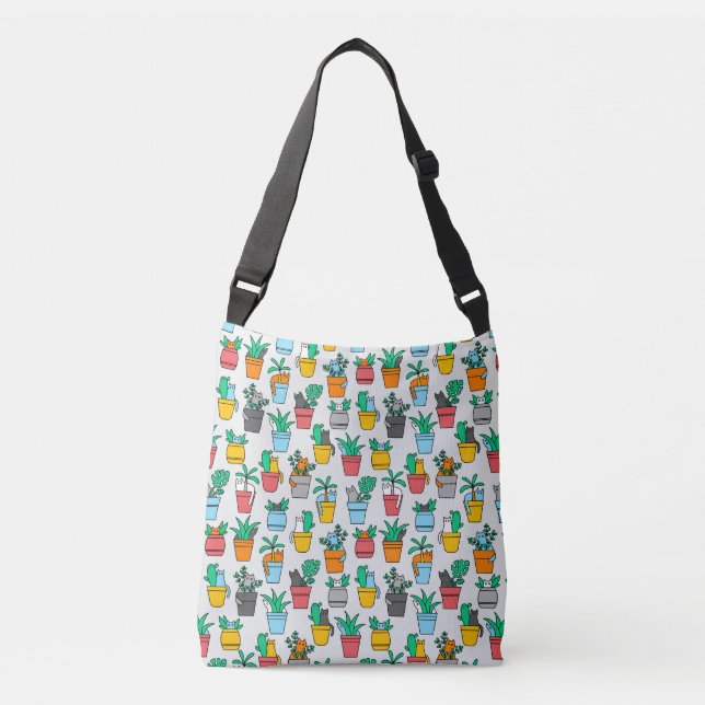Cats in the flowerpots crossbody bag (Front)