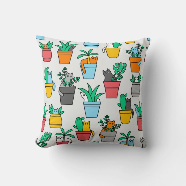 Cats in the flowerpots cushion (Front)