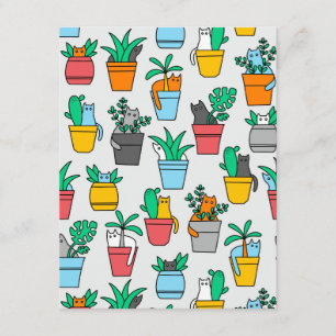 Cats in the flowerpots enclosure card