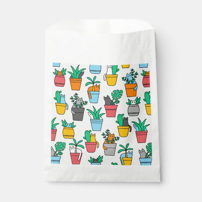 Cats in the flowerpots favour bags (Front)