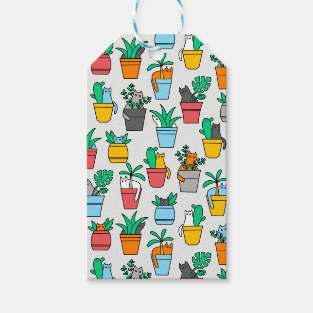 Cats in the flowerpots gift tags (Front)