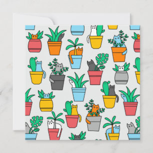 Cats in the flowerpots invitation