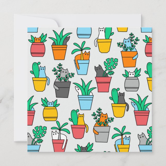 Cats in the flowerpots invitation (Front)